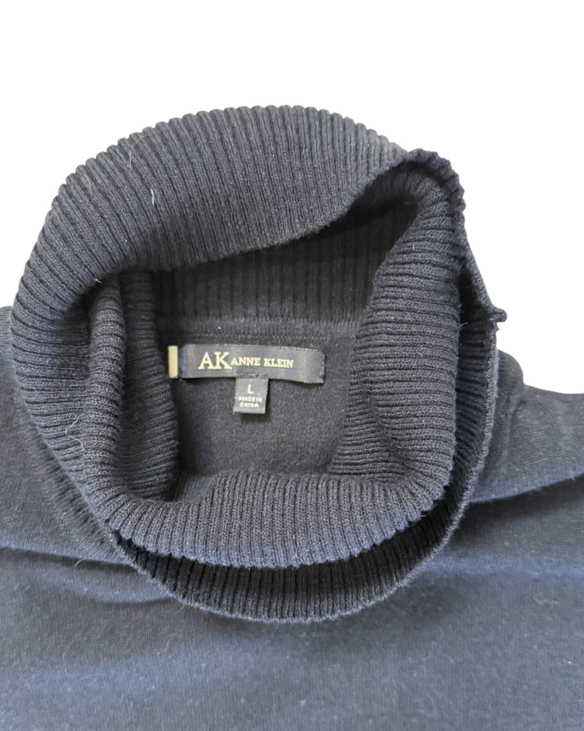 Vintage Anne Klein Navy Blue Short Sleeve Turtle Neck Top