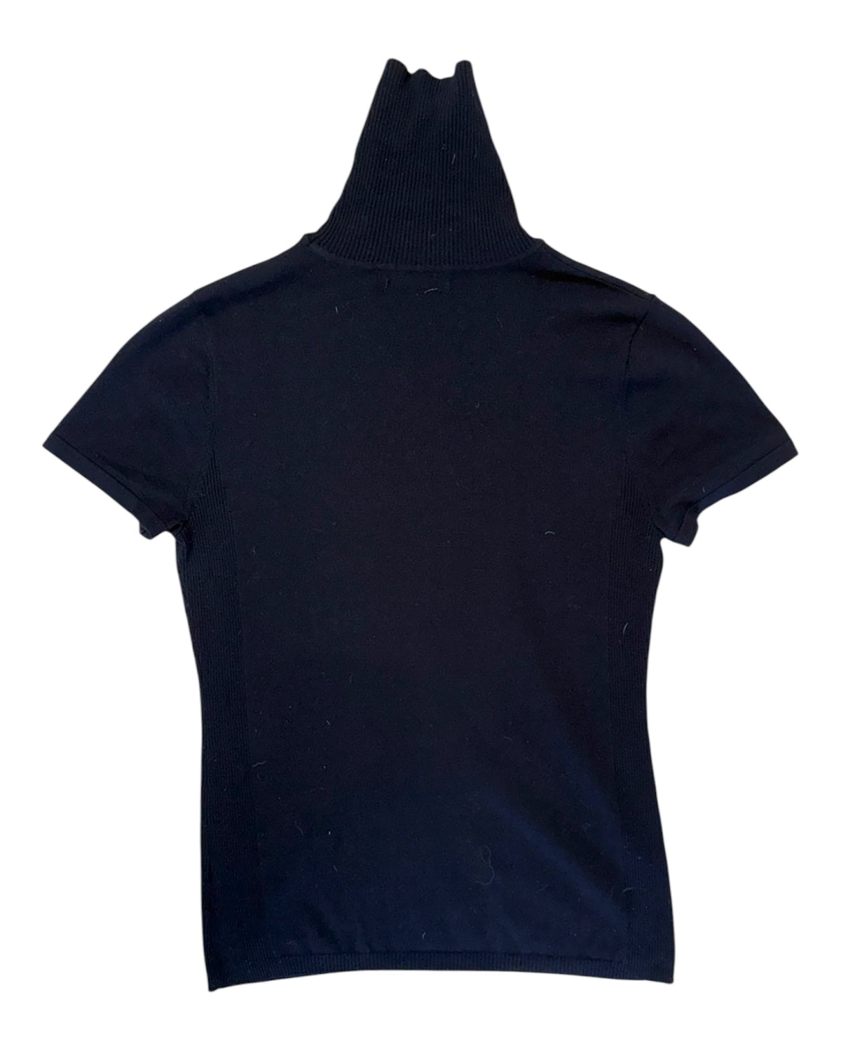 Vintage Anne Klein Navy Blue Short Sleeve Turtle Neck Top