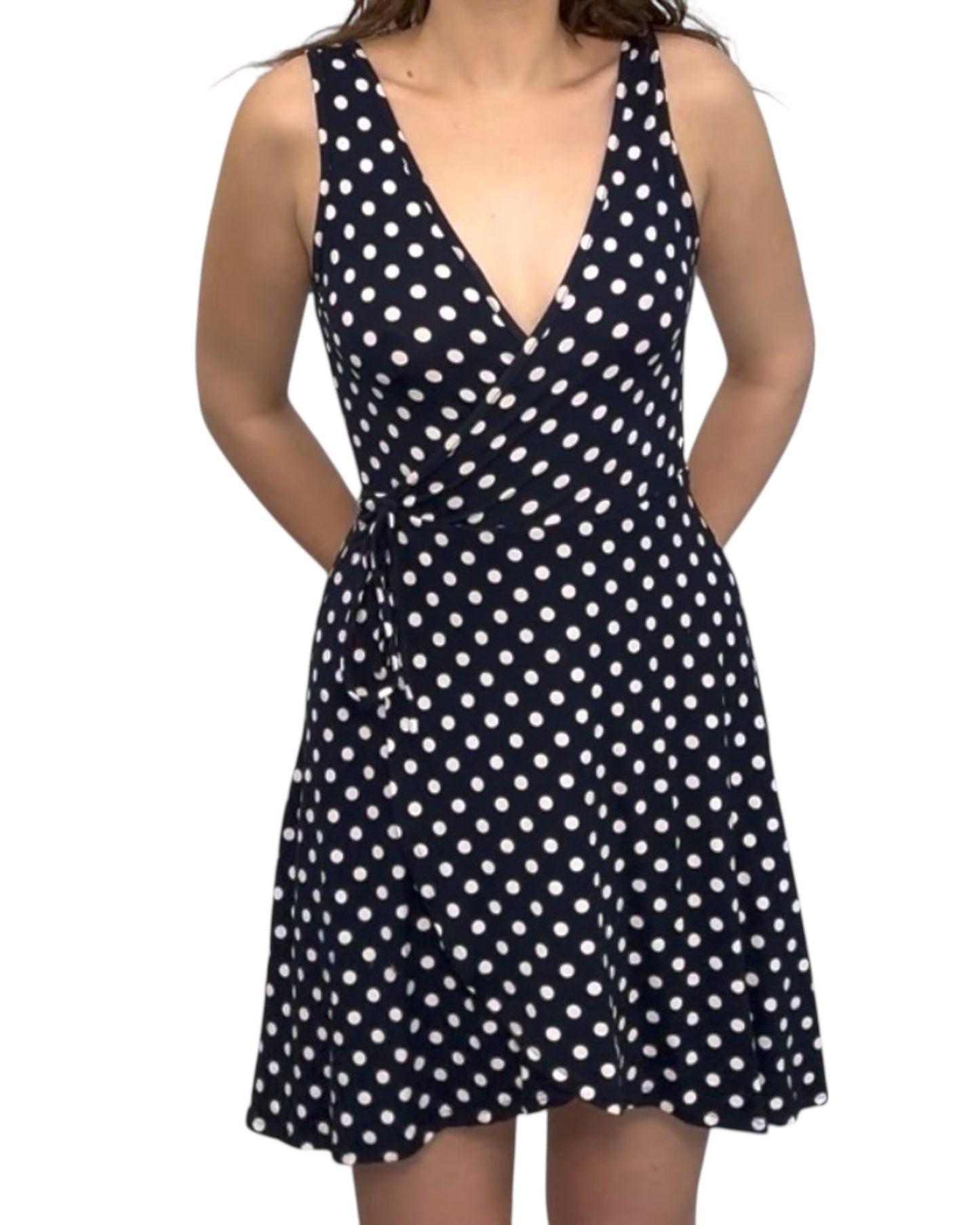 Pre-Loved Navy Polka Dot Wrap Dress