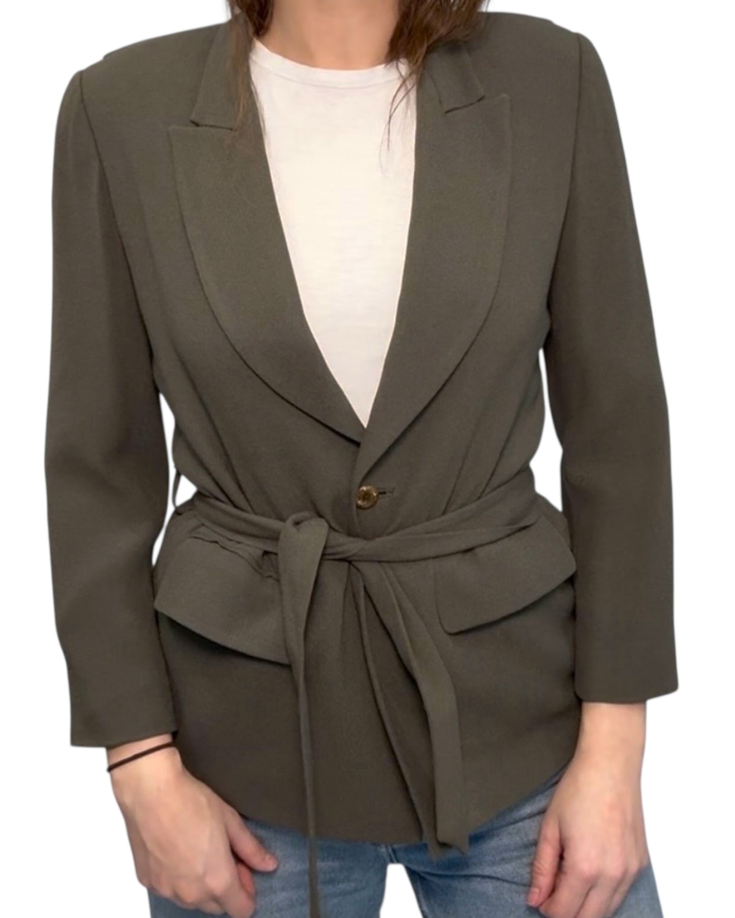 Vintage Zelda Army Green Belted Blazer