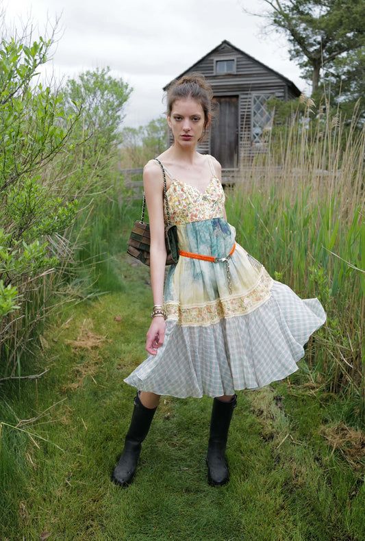 Vintage John Galliano Multicolor Cotton and Silk Babydoll Dress