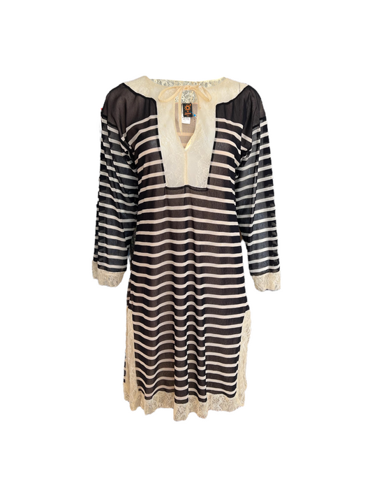 Vintage Jean Paul Gaultier Stripe and Lace Cover-Up