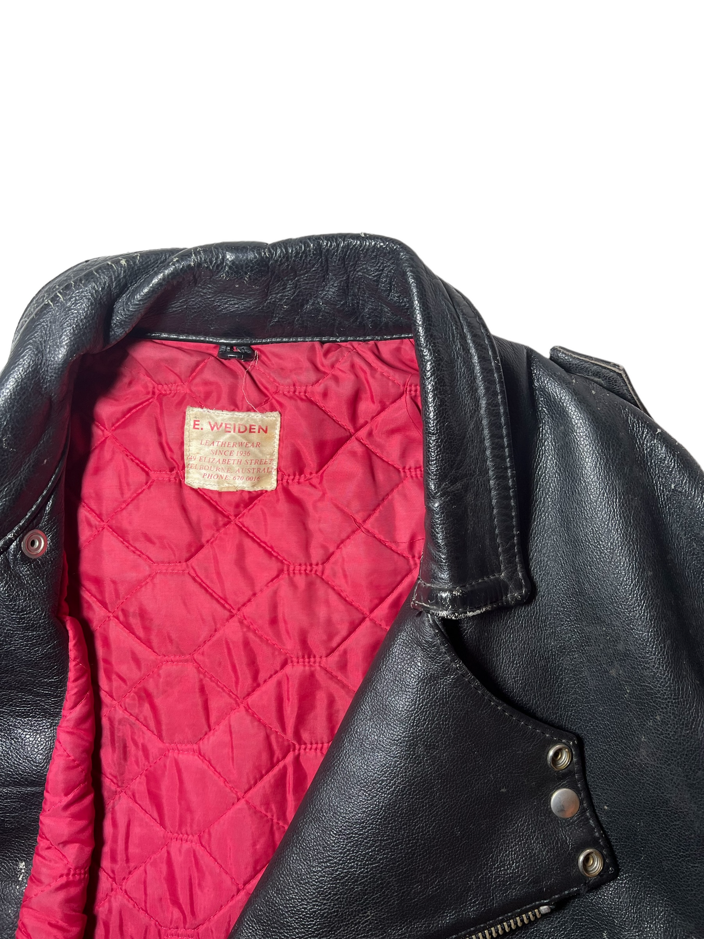 Vintage Leather Jacket with Red Lining