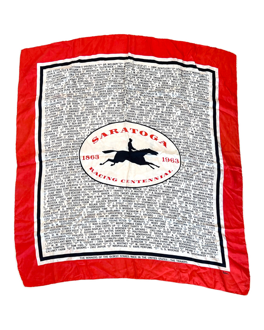 Vintage 1963 Saratoga Horse Race Silk Scarf