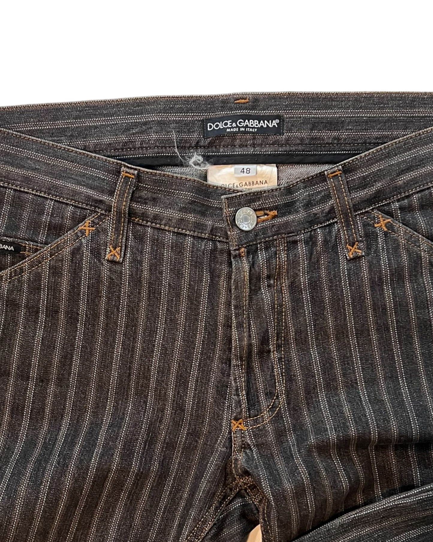 Vintage 2000 Dolce & Gabbana Pin Stripe Straight-Leg Denim Jeans