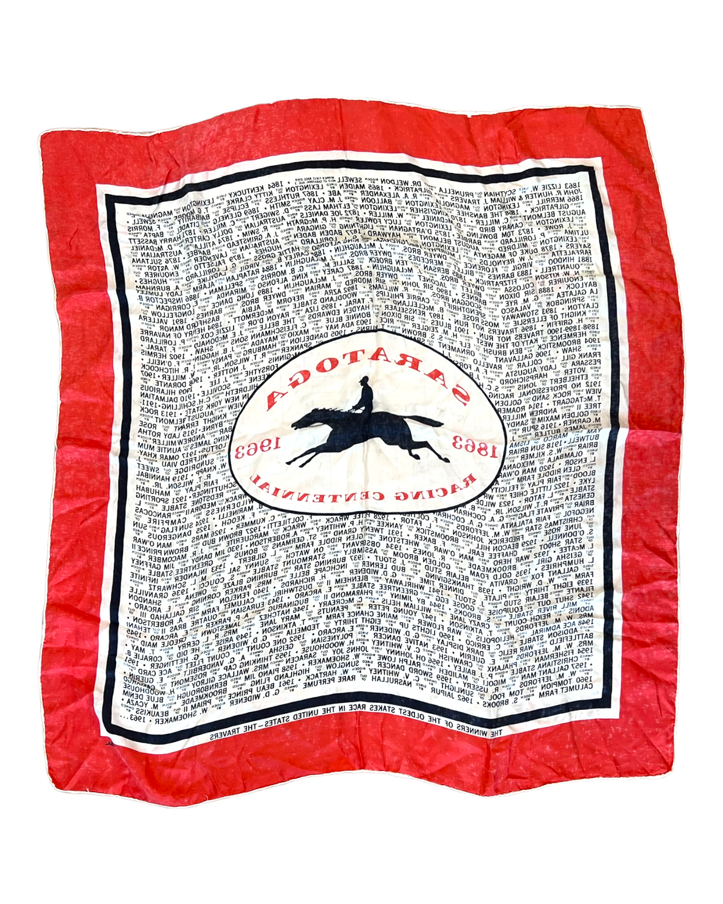 Vintage 1963 Saratoga Horse Race Silk Scarf