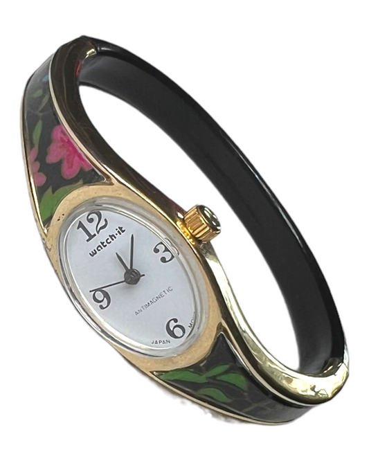 Vintage Watch-It Acrylic Floral Watch