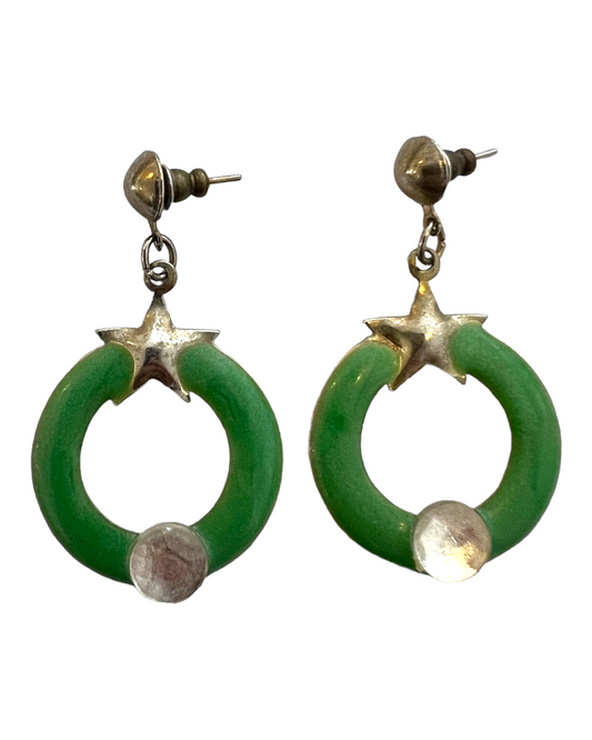 Vintage Unsigned Green Earrings