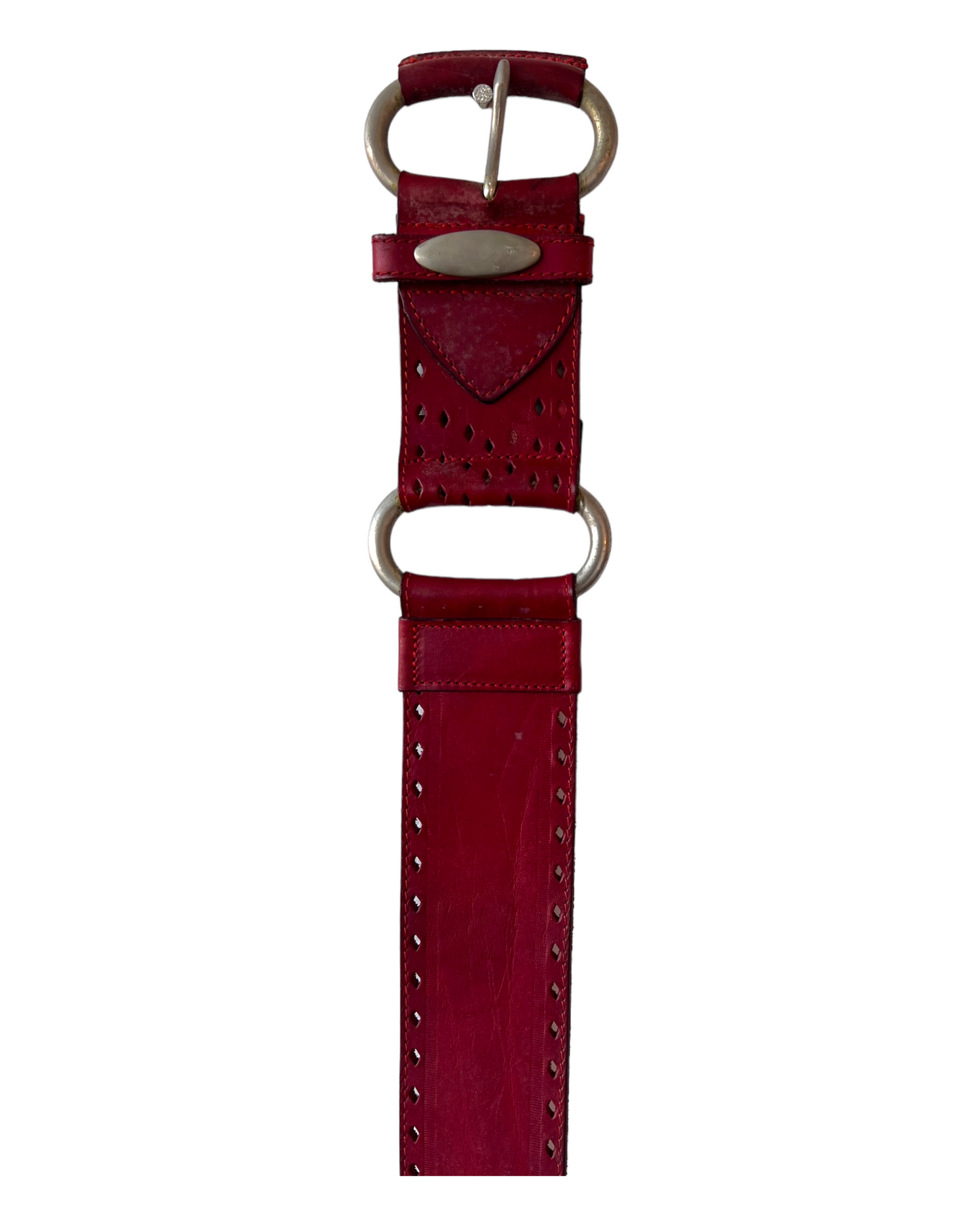 Vintage 1980's Red Leather Belt