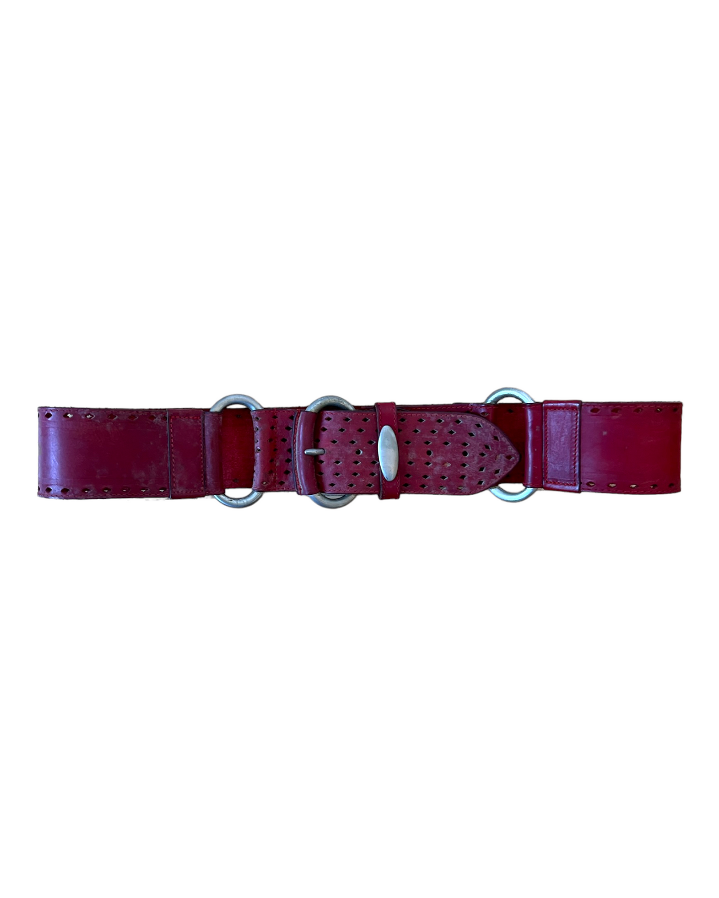 Vintage 1980's Red Leather Belt