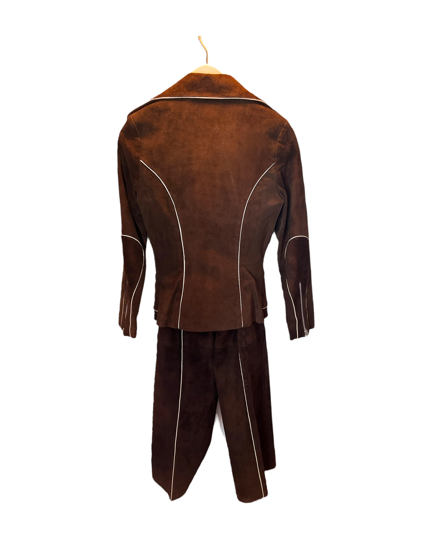 Vintage 1970's Unsigned Suede Moto Pantsuit