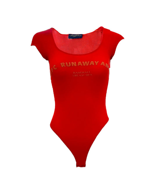 Vintage "Runway Angels" Red Stretch Body Suit. 