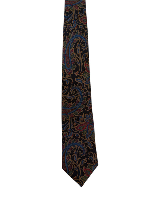 Vintage Lanvin Black Paisley Silk Tie