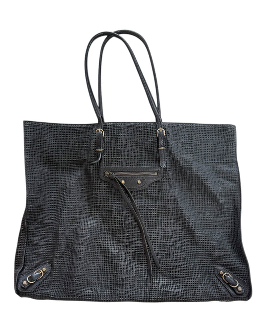 Vintage Balenciaga Black Perforated Papier A4 Tote Bag