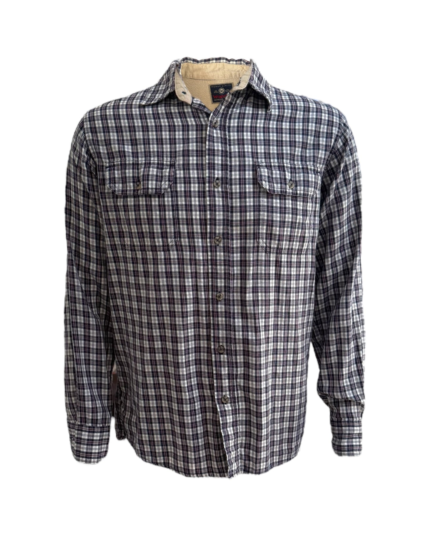 Pre-Loved Wrangler Blue and Red Plaid Button-Up Top