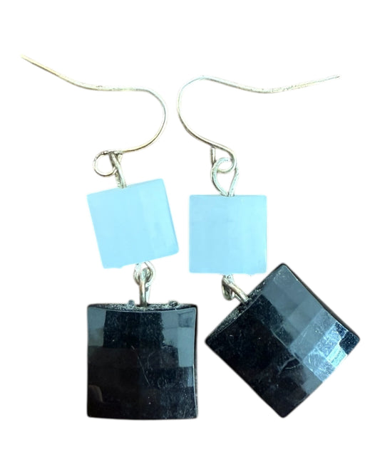 Vintage Black and White Acrylic Earrings