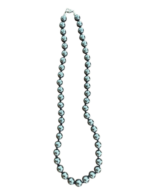 Vintage Black Metal Pearl Necklace