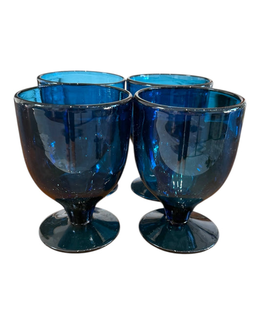 Vintage Blue Large Wine Glasses