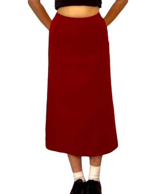 Vintage Red Wool Midi Skirt