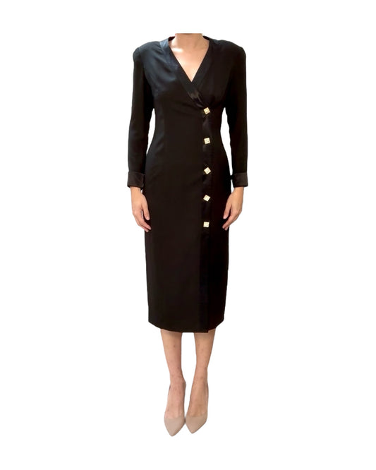 Vintage Talbots Black Button-Up Midi Dress