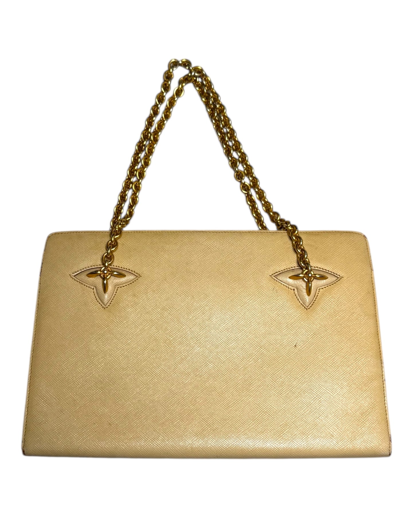Vintage Gucci Leather Clasp Bag with Gold Chain