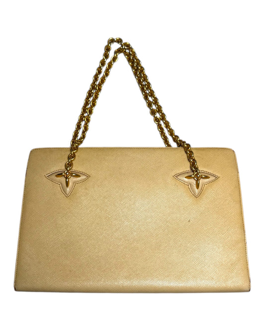 Vintage Gucci Leather Clasp Bag with Gold Chain