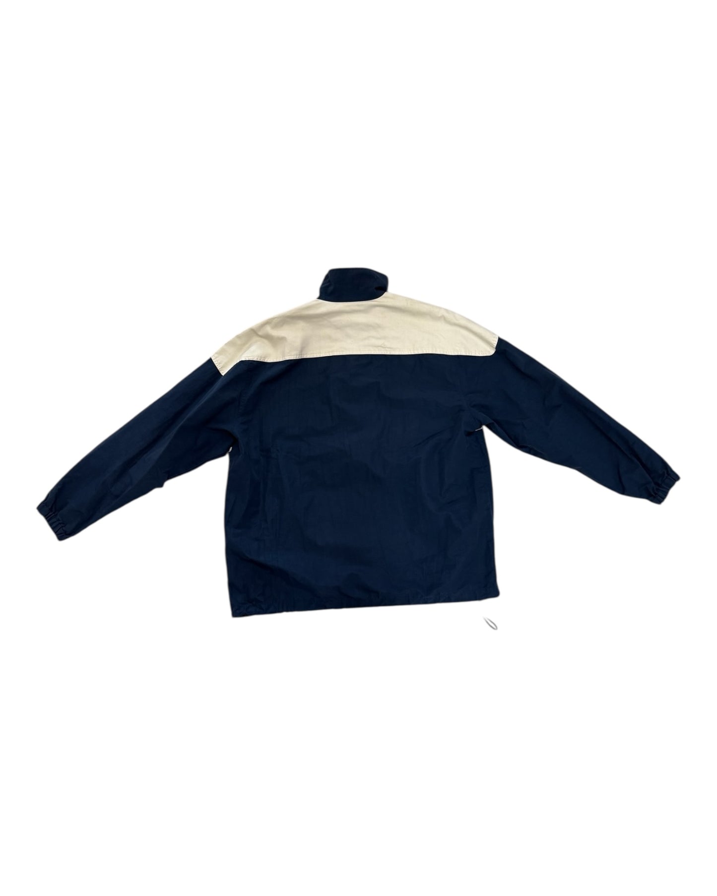 Vintage Guess Beige and Navy Quarter-Zip Windbreaker Jacket