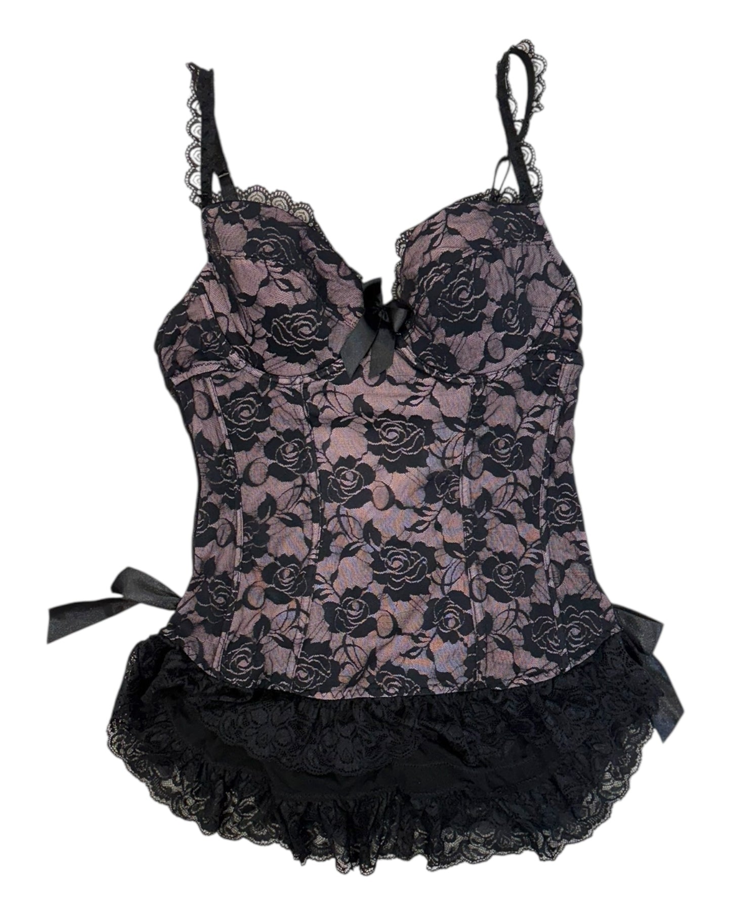 Vintage Purple and Black Lacey Lingerie Top and Robe