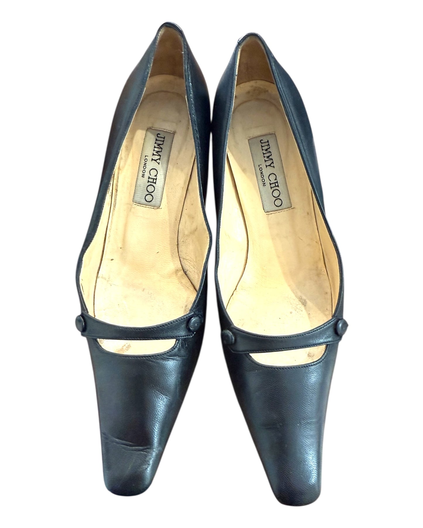 Vintage Jimmy Choo Black Mary Jane Kitten Heels