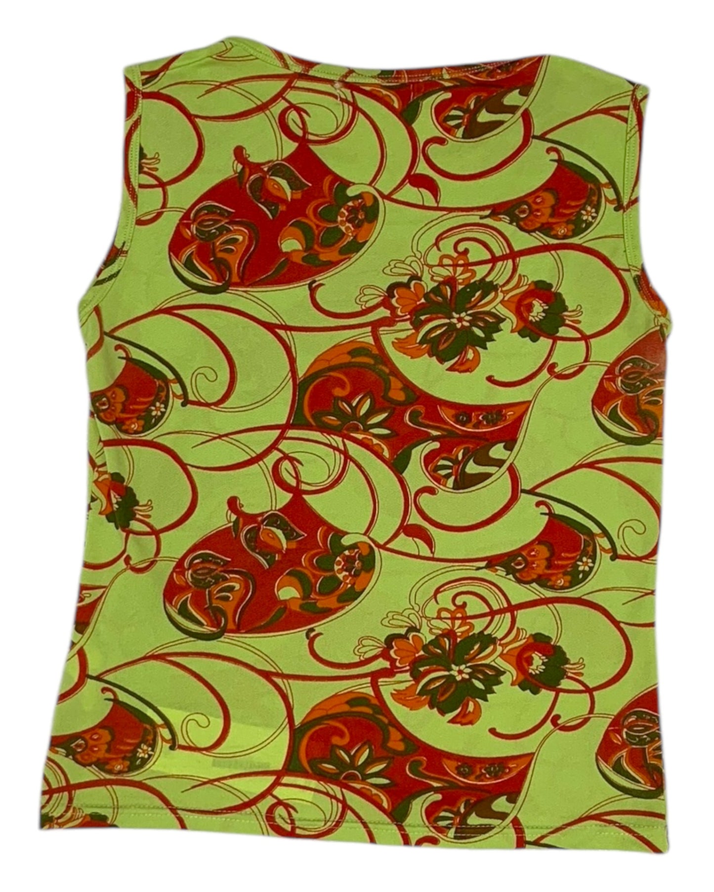 Vintage Pierre Balmain Red and Green Sleeveless Top