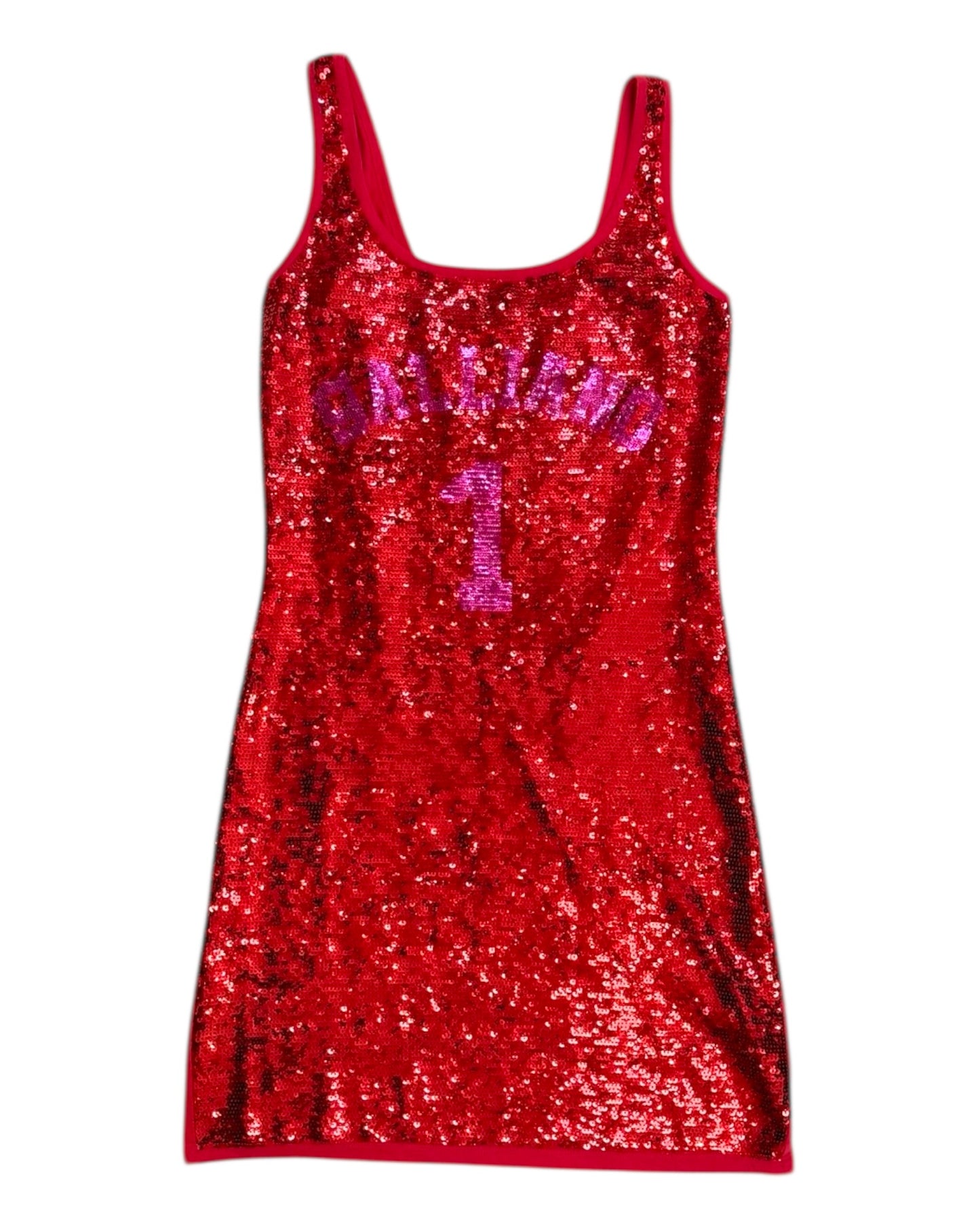 Vintage Galliano Red Sequin Jersey Dress