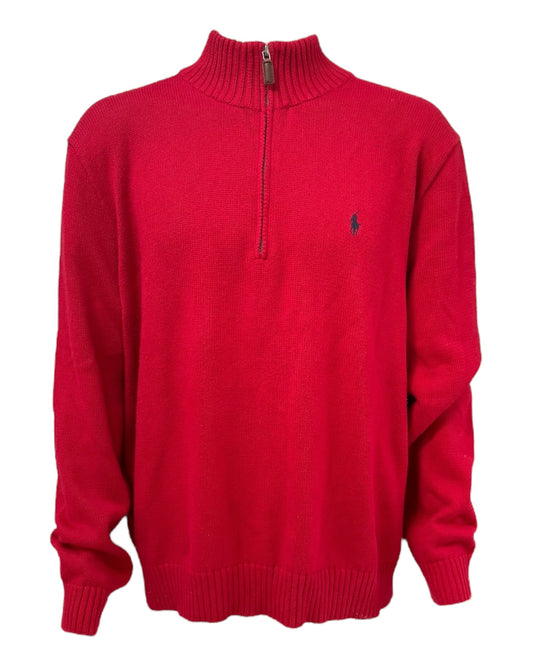 Vintage Polo by Ralph Lauren Red Quarter-Zip Sweater