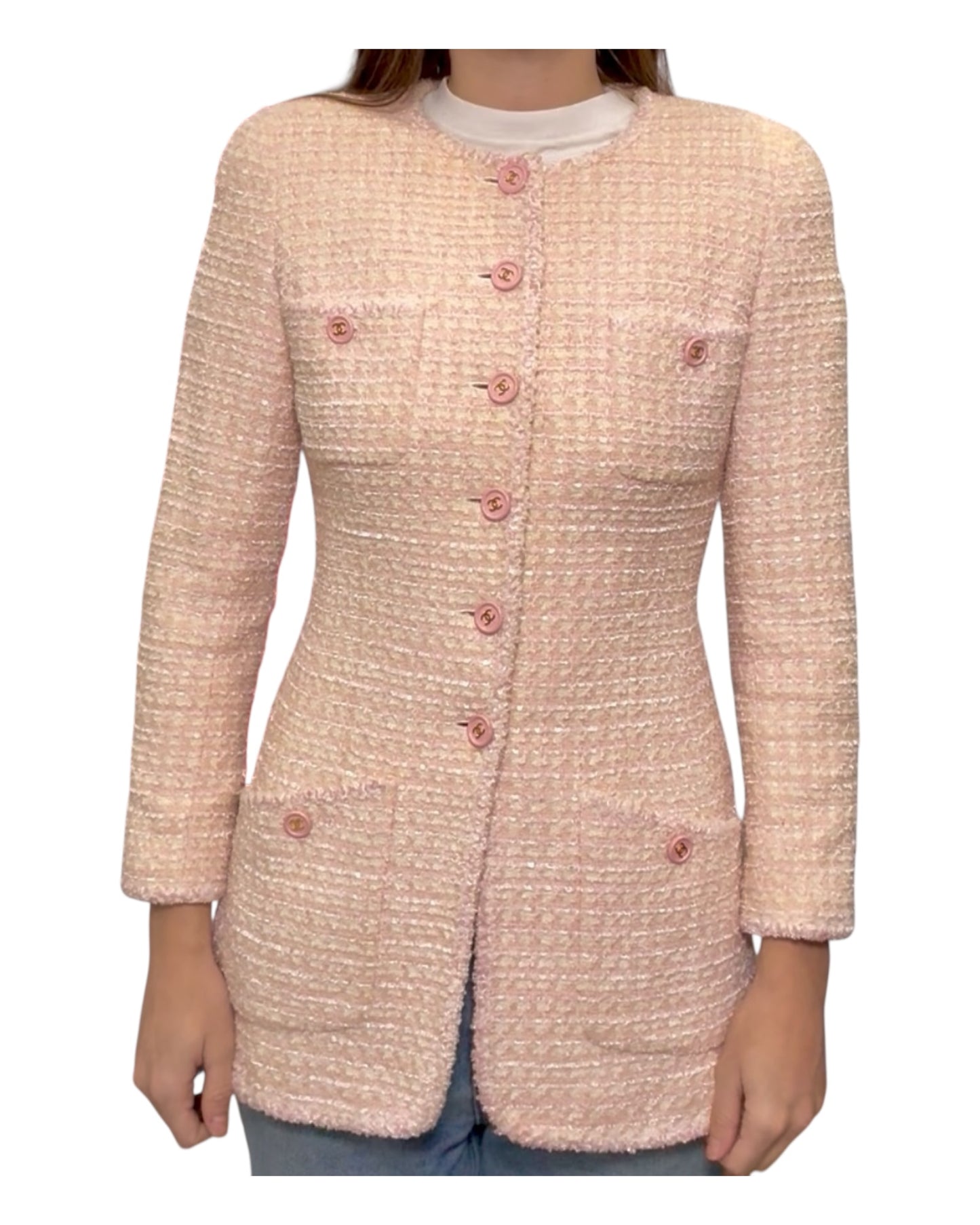 Vintage 1997 Chanel Pink Tweed Blazer