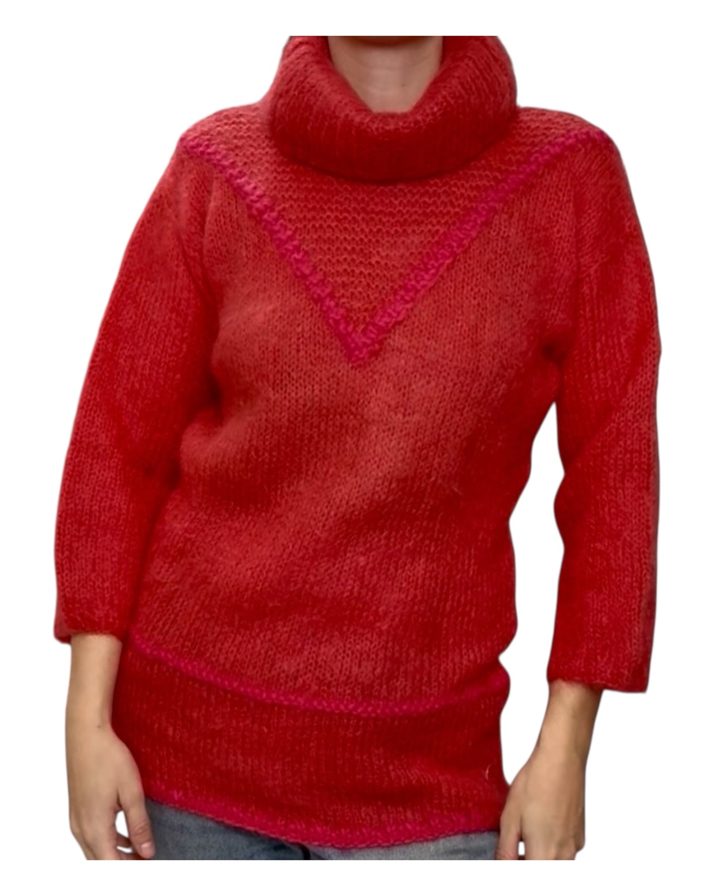 Vintage Pink and Orange Turtleneck Sweater