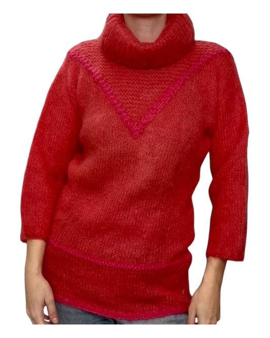 Vintage Pink and Orange Turtleneck Sweater