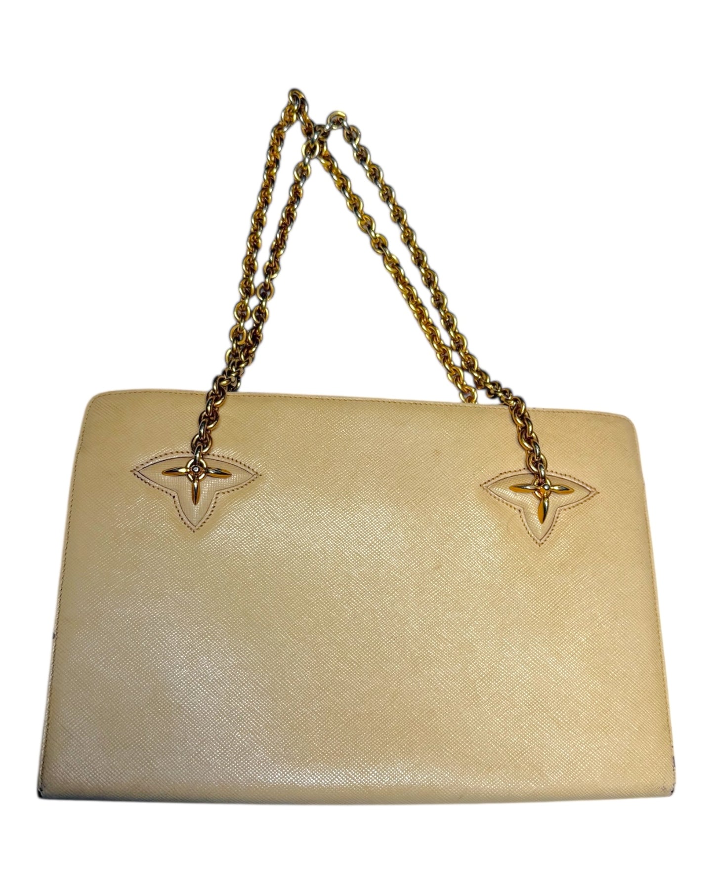 Vintage Gucci Leather Clasp Bag with Gold Chain