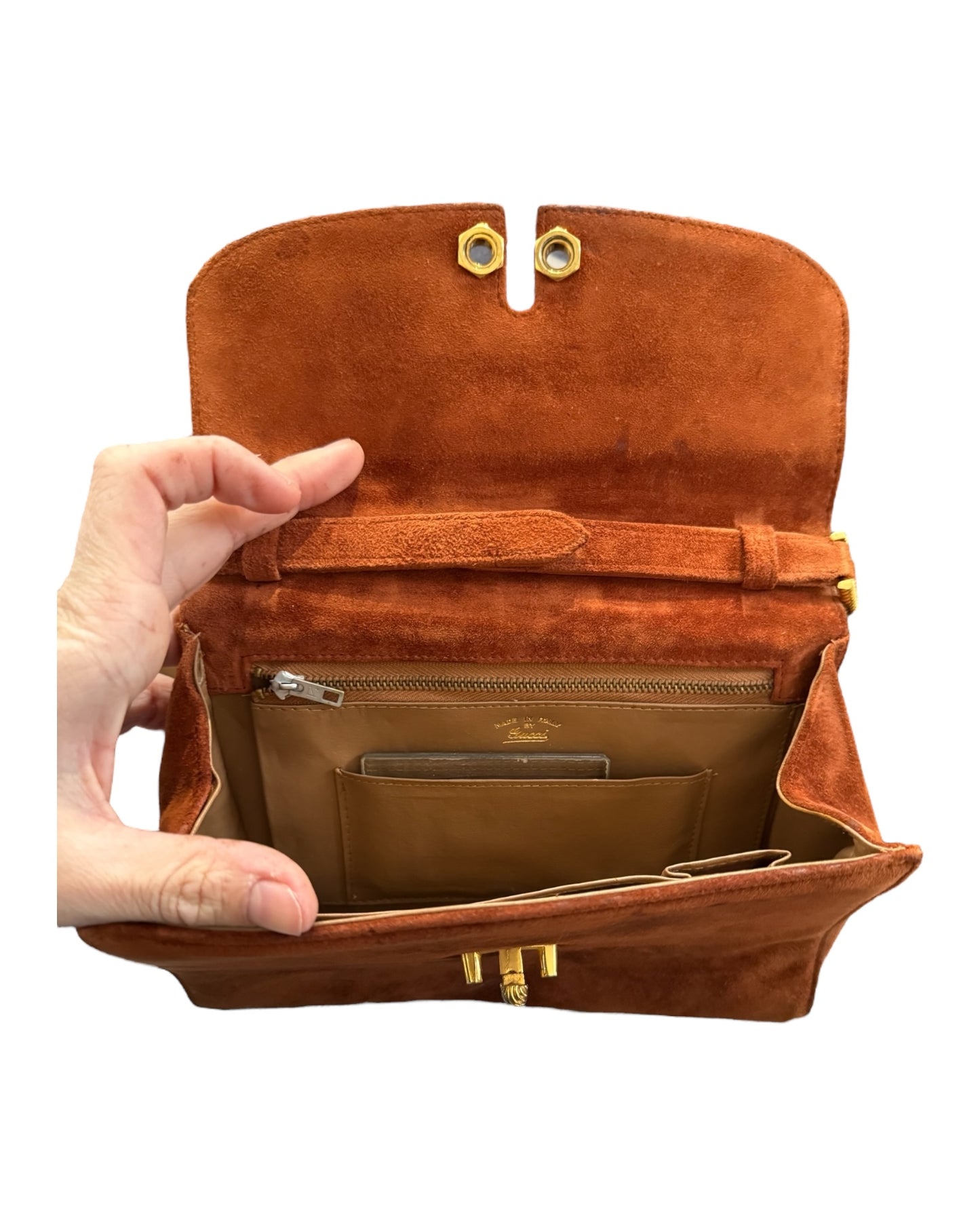 Vintage Gucci Brown Suede Shoulder Bag