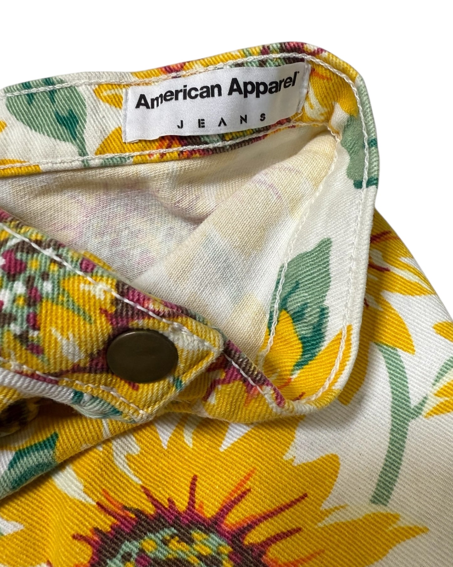 Vintage American Apparel Floral Denim Mini A-Line Skirt