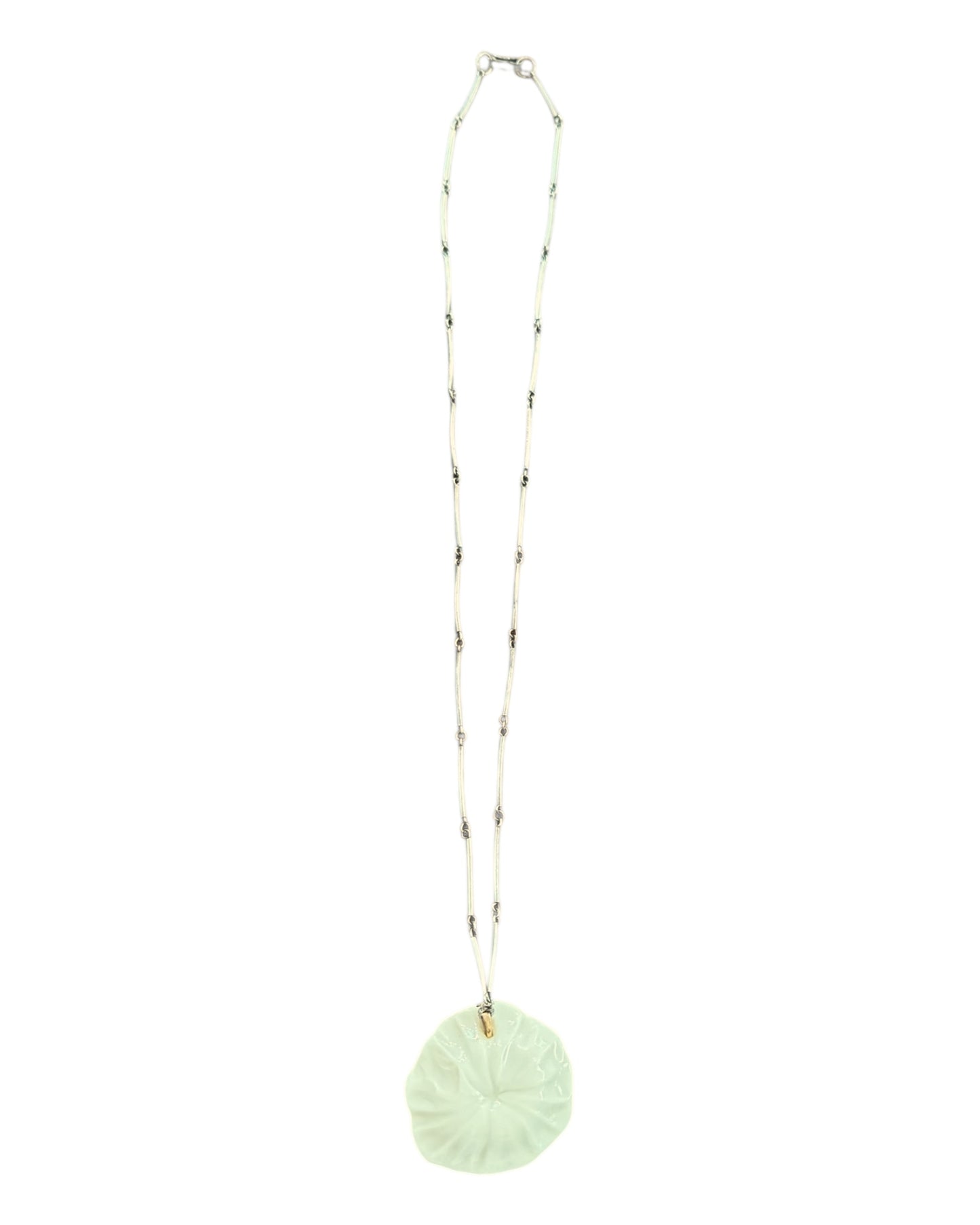 Vintage White Rose and Sterling Silver Pendant Necklace