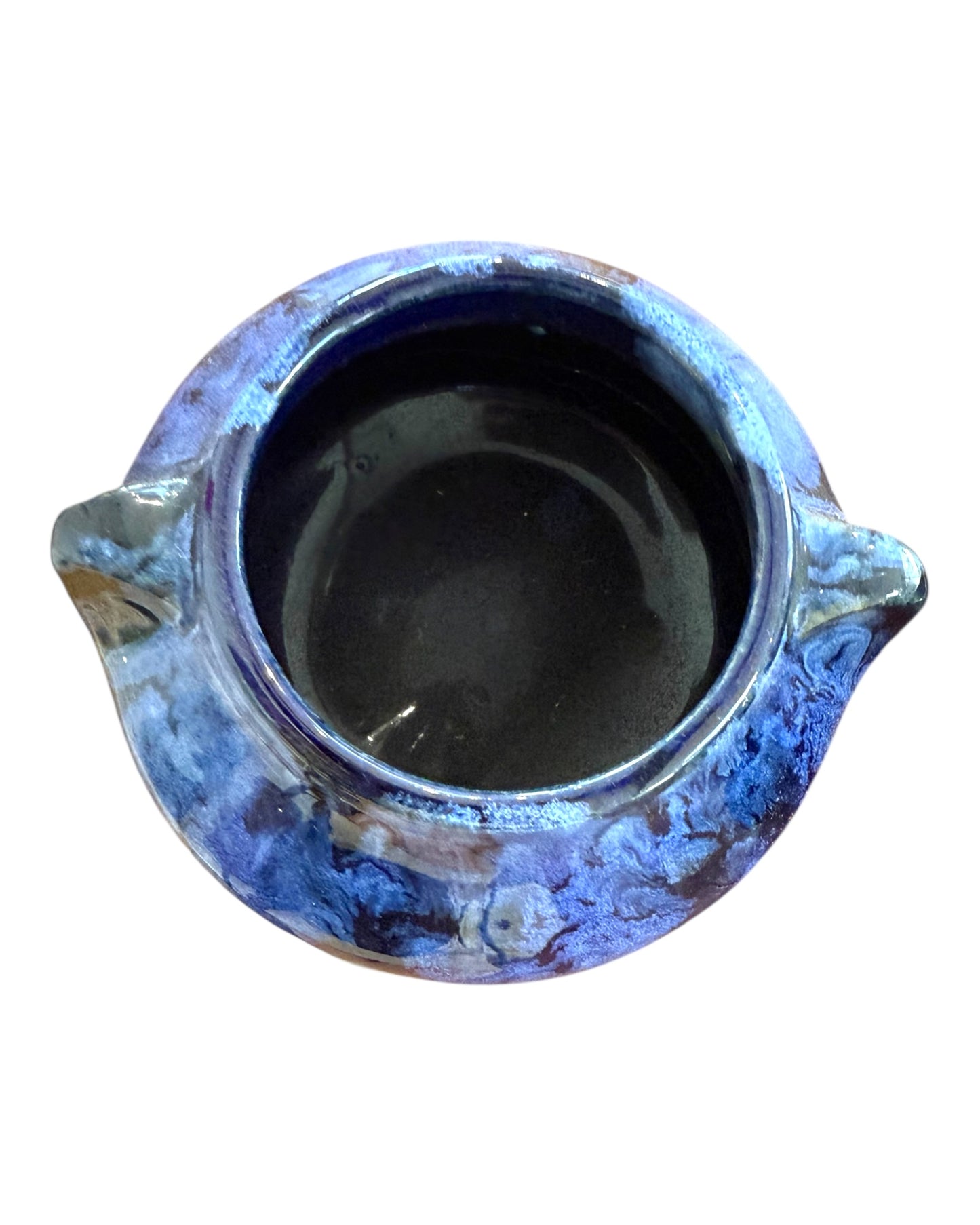 Vintage MCM Blue Double-Handled Ceramic Vase
