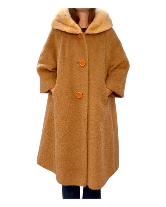 Vintage Wool Coat with Fur Collar