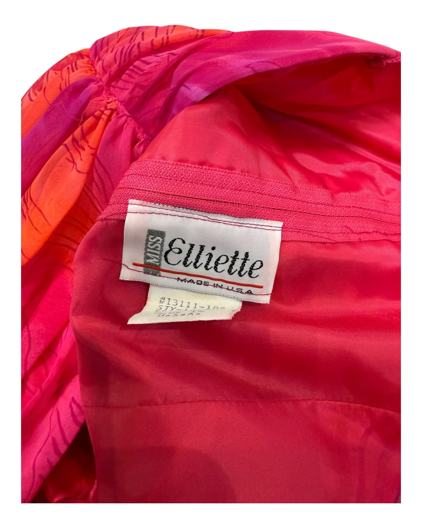 Vintage Pink and Orange Floral Maxi Dress with Scarf