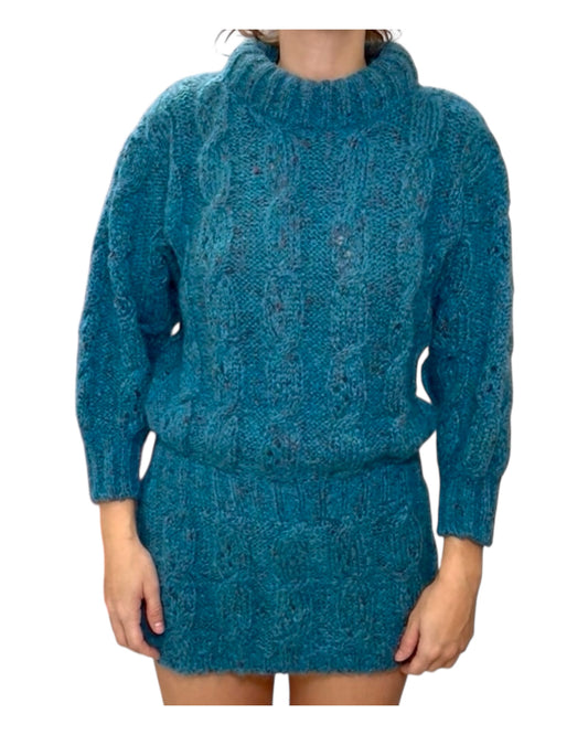 Vintage Henri Bendel Turquoise Blue Sweater Dress