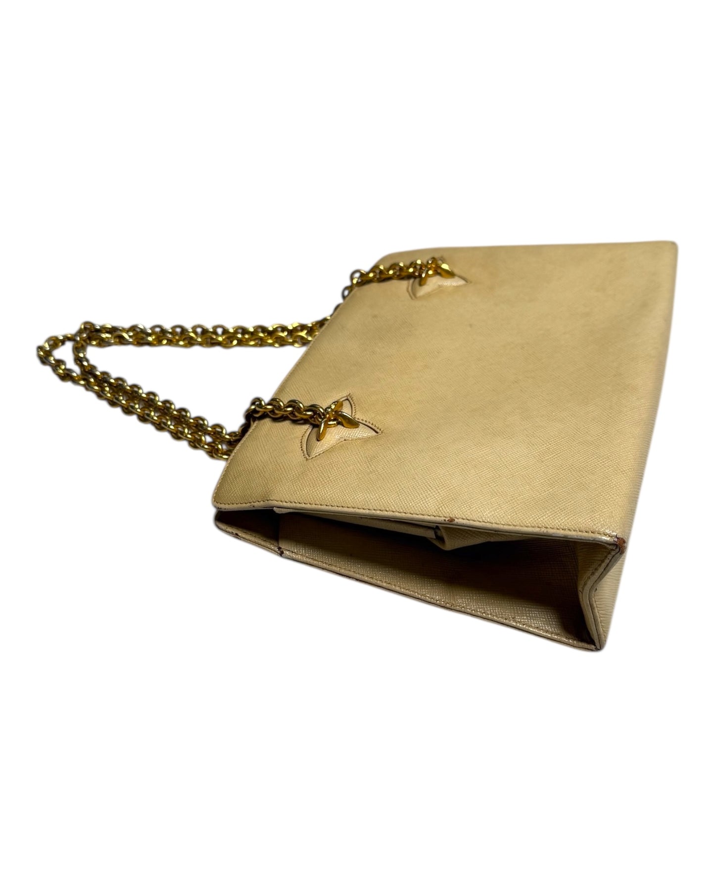 Vintage Gucci Leather Clasp Bag with Gold Chain