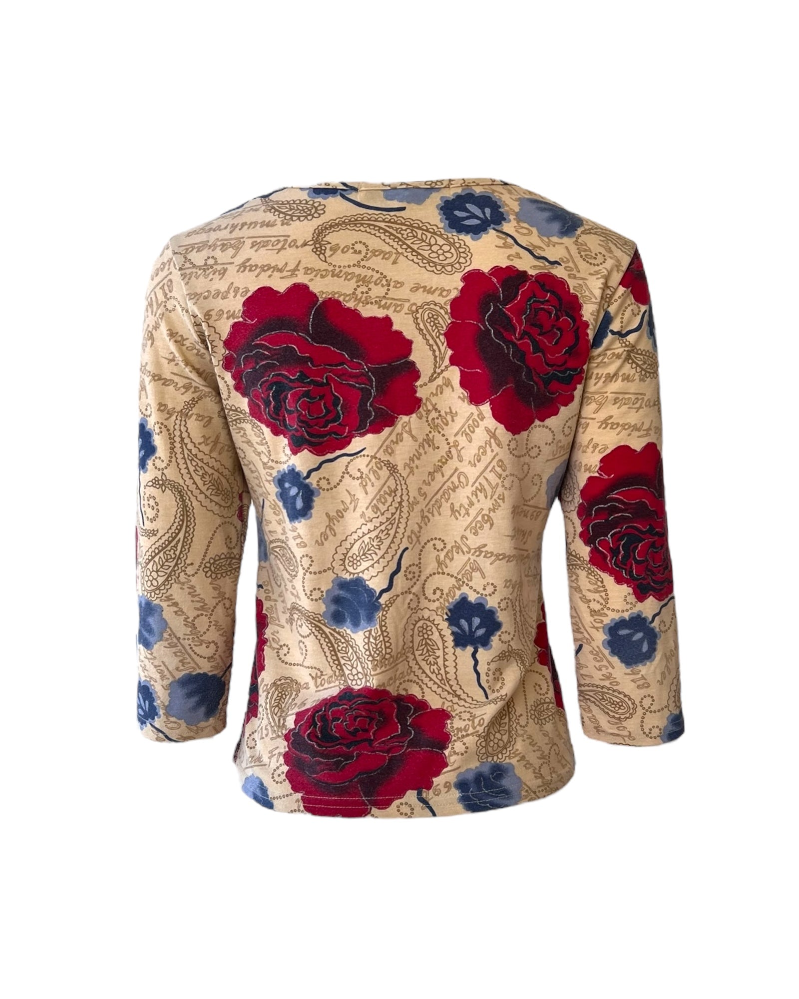 Vintage Daniel Benjamin Tan Rhinestones and Roses Top 