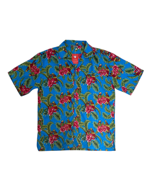 Vintage Blue Parrots Hawaiian Shirt