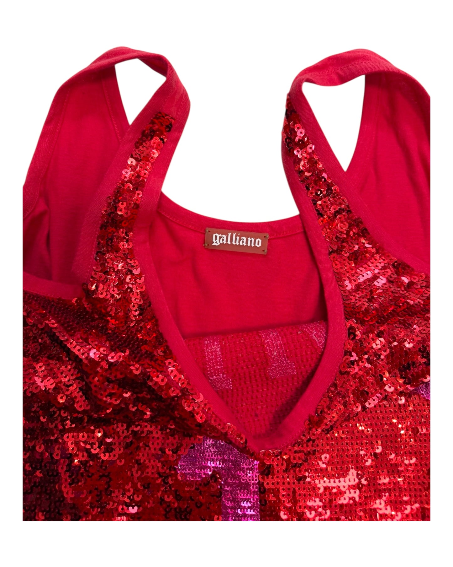 Vintage Galliano Red Sequin Jersey Dress