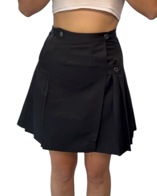 Vintage Navy Blue Pleated Mini Skirt