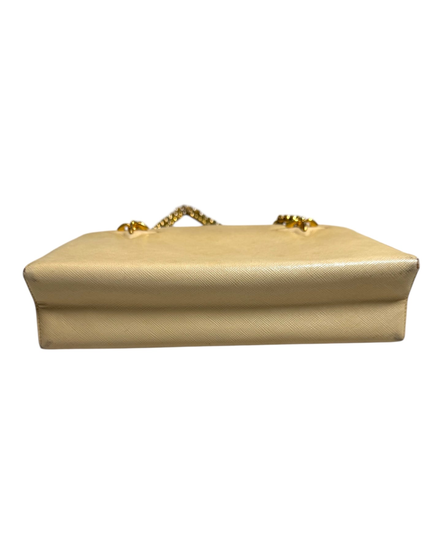 Vintage Gucci Leather Clasp Bag with Gold Chain