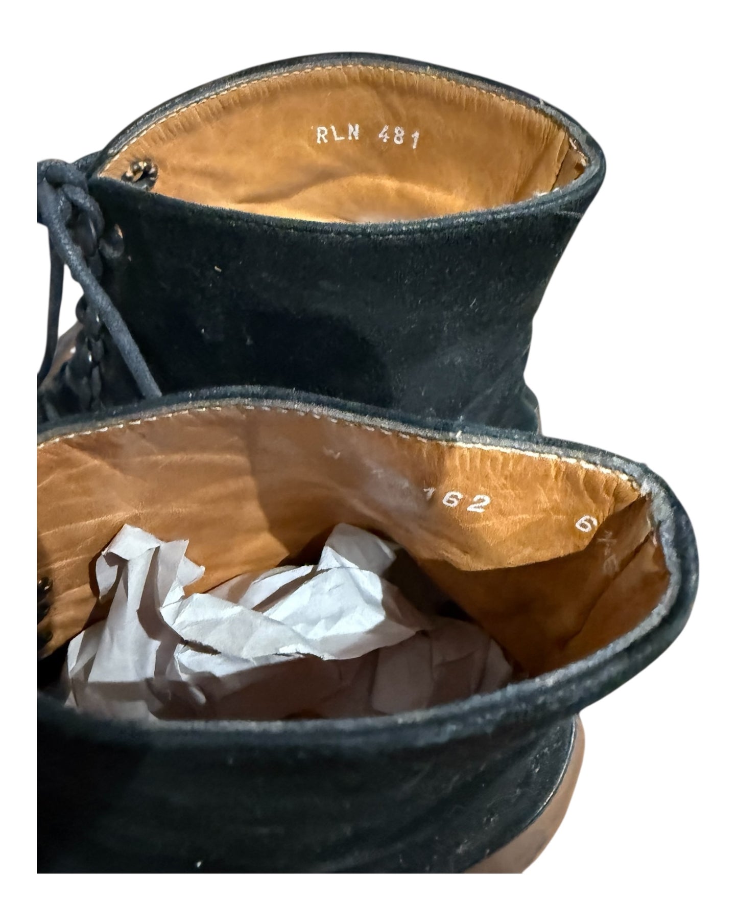 Vintage Ralph Lauren Black Suede Lace-Up Boots